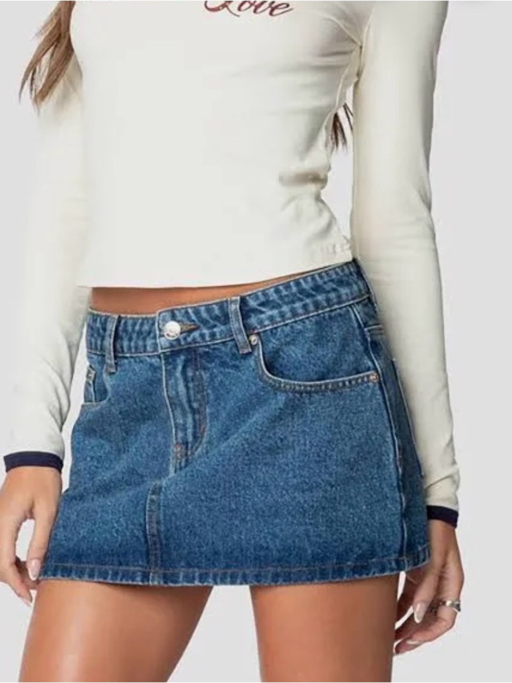 Edikted Women's Chiara Denim Micro Skirt